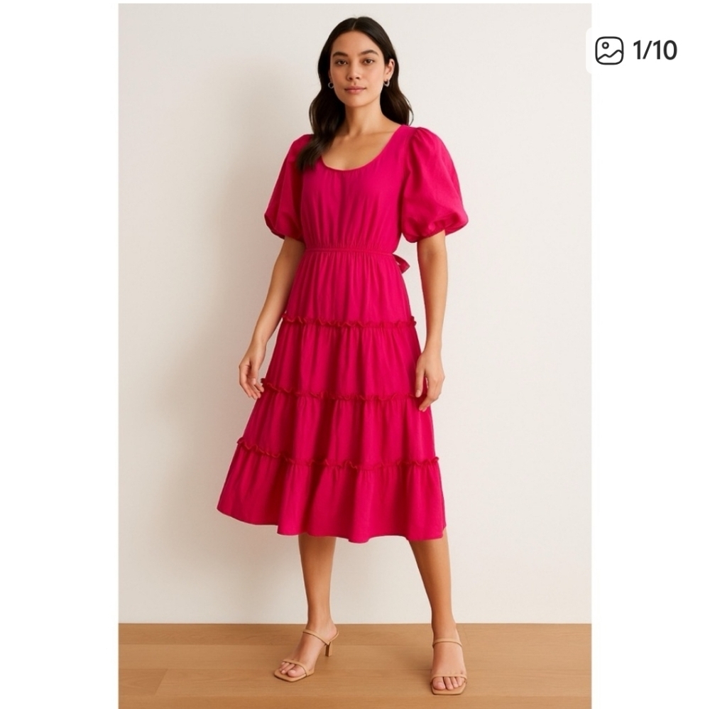 Badgley Mischka Dress Nwt In Hibiscus Pink